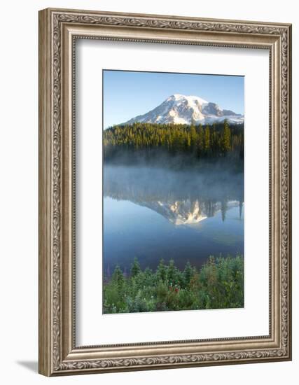 Sunrise, Mount Rainier, Reflection Lake, Mount Rainier NP, Washington-Michel Hersen-Framed Photographic Print