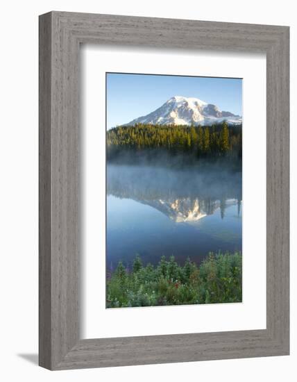 Sunrise, Mount Rainier, Reflection Lake, Mount Rainier NP, Washington-Michel Hersen-Framed Photographic Print