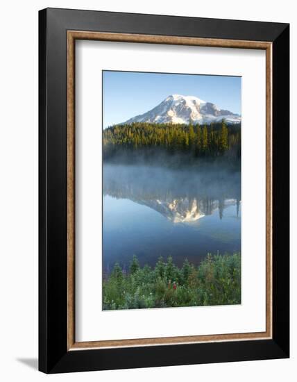 Sunrise, Mount Rainier, Reflection Lake, Mount Rainier NP, Washington-Michel Hersen-Framed Photographic Print