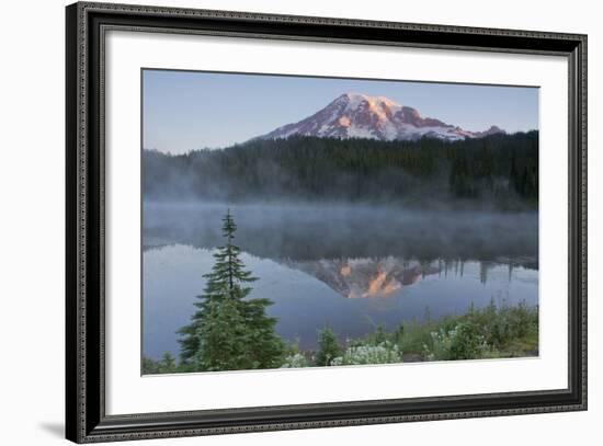 Sunrise, Mount Rainier, Reflection Lake, Mount Rainier NP, Washington-Michel Hersen-Framed Photographic Print