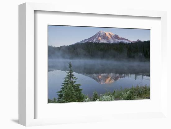 Sunrise, Mount Rainier, Reflection Lake, Mount Rainier NP, Washington-Michel Hersen-Framed Photographic Print