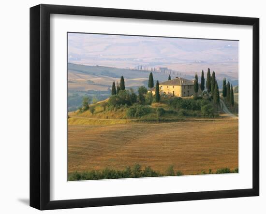 Sunrise Near San Quirico D'Orcia, Val D'Orcia, Siena Province, Tuscany, Italy, Europe-Sergio Pitamitz-Framed Photographic Print