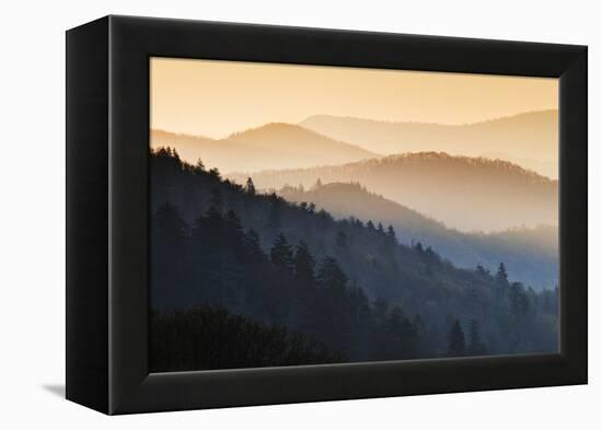 Sunrise, Oconaluftee Overlook, Great Smoky Mountains National Park, North Carolina, USA-null-Framed Premier Image Canvas