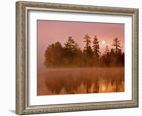 Sunrise on a Lake, Adirondack Park, New York, USA-Jay O'brien-Framed Photographic Print