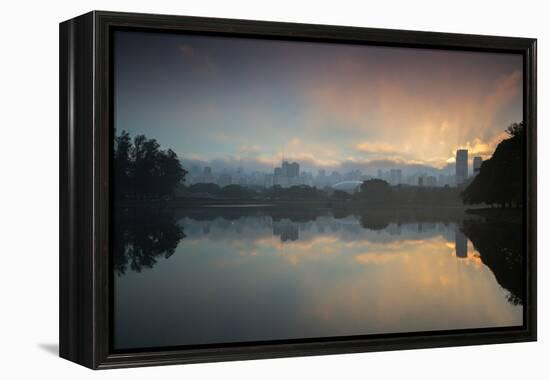 Sunrise on a Lake in Sao Paulo's Ibirapuera Park-Alex Saberi-Framed Premier Image Canvas