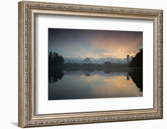 Sunrise on a Lake in Sao Paulo's Ibirapuera Park-Alex Saberi-Framed Photographic Print