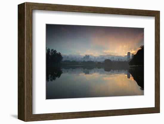 Sunrise on a Lake in Sao Paulo's Ibirapuera Park-Alex Saberi-Framed Photographic Print