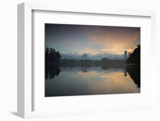 Sunrise on a Lake in Sao Paulo's Ibirapuera Park-Alex Saberi-Framed Photographic Print