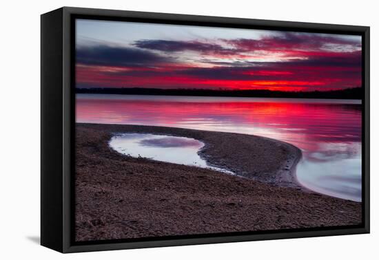 Sunrise on A Sandy Shoreline of Longview Lake in Kansas City-tomofbluesprings-Framed Premier Image Canvas