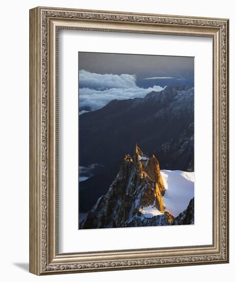 Sunrise on Aiguille Du Midi Cable Car Station, Mont Blanc Range, Chamonix, French Alps, France-Christian Kober-Framed Photographic Print