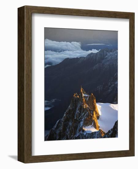 Sunrise on Aiguille Du Midi Cable Car Station, Mont Blanc Range, Chamonix, French Alps, France-Christian Kober-Framed Photographic Print