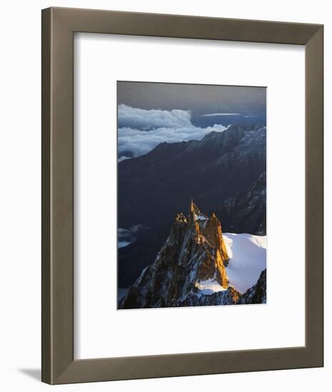 Sunrise on Aiguille Du Midi Cable Car Station, Mont Blanc Range, Chamonix, French Alps, France-Christian Kober-Framed Photographic Print