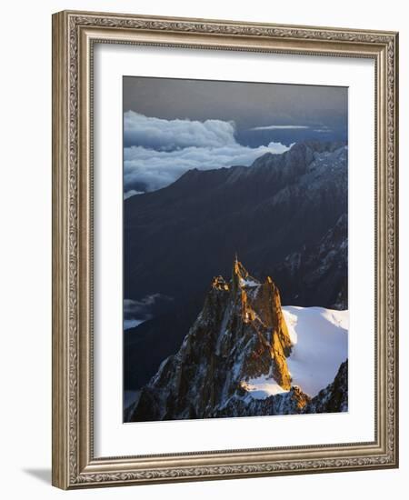 Sunrise on Aiguille Du Midi Cable Car Station, Mont Blanc Range, Chamonix, French Alps, France-Christian Kober-Framed Photographic Print