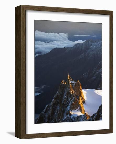 Sunrise on Aiguille Du Midi Cable Car Station, Mont Blanc Range, Chamonix, French Alps, France-Christian Kober-Framed Photographic Print