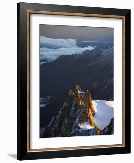 Sunrise on Aiguille Du Midi Cable Car Station, Mont Blanc Range, Chamonix, French Alps, France-Christian Kober-Framed Photographic Print
