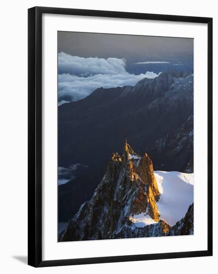 Sunrise on Aiguille Du Midi Cable Car Station, Mont Blanc Range, Chamonix, French Alps, France-Christian Kober-Framed Photographic Print