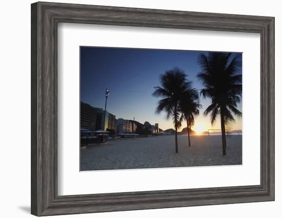 Sunrise on Copacabana Beach, Rio de Janeiro, Brazil, South America-Ian Trower-Framed Photographic Print