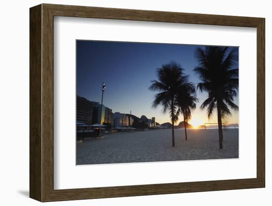 Sunrise on Copacabana Beach, Rio de Janeiro, Brazil, South America-Ian Trower-Framed Photographic Print