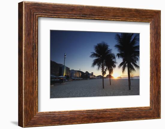 Sunrise on Copacabana Beach, Rio de Janeiro, Brazil, South America-Ian Trower-Framed Photographic Print