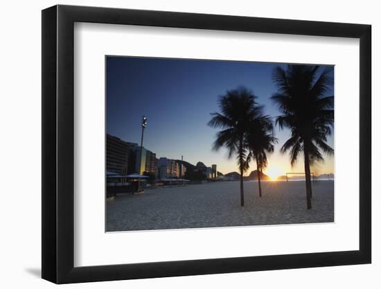 Sunrise on Copacabana Beach, Rio de Janeiro, Brazil, South America-Ian Trower-Framed Photographic Print