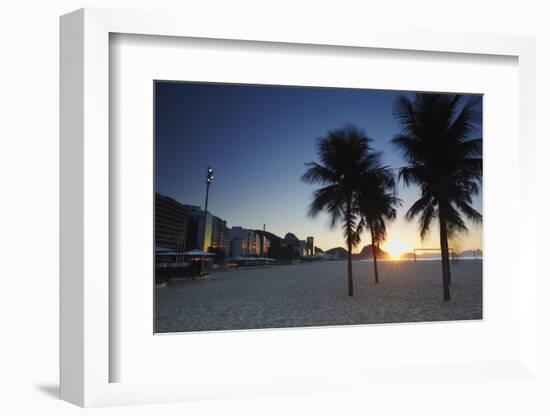 Sunrise on Copacabana Beach, Rio de Janeiro, Brazil, South America-Ian Trower-Framed Photographic Print