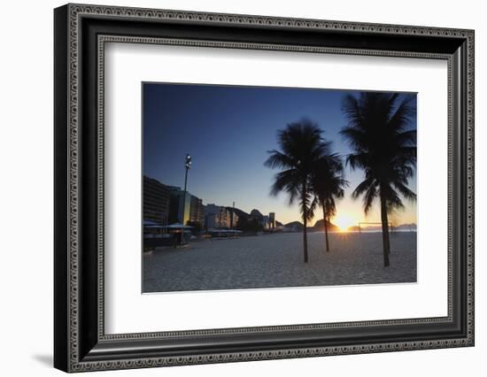 Sunrise on Copacabana Beach, Rio de Janeiro, Brazil, South America-Ian Trower-Framed Photographic Print