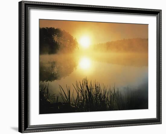 Sunrise on Fairy Stone Lake, Fairy Stone State Park, Virginia, USA-Charles Gurche-Framed Photographic Print