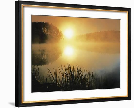Sunrise on Fairy Stone Lake, Fairy Stone State Park, Virginia, USA-Charles Gurche-Framed Photographic Print