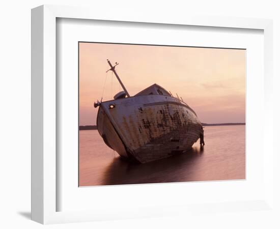 Sunrise on Fishing Boat Washed Ashore During Hurricane Opal, Pensacola Bay, Florida, USA-Maresa Pryor-Framed Photographic Print