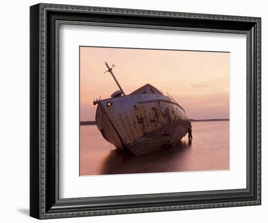 Sunrise on Fishing Boat Washed Ashore During Hurricane Opal, Pensacola Bay, Florida, USA-Maresa Pryor-Framed Photographic Print