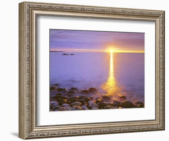 Sunrise on Fog and Shore Rocks on the Atlantic Ocean, Acadia National Park, Maine, USA-Christopher Talbot Frank-Framed Photographic Print