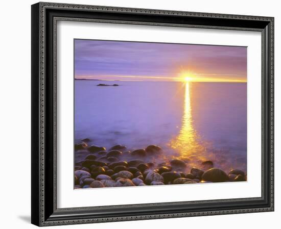 Sunrise on Fog and Shore Rocks on the Atlantic Ocean, Acadia National Park, Maine, USA-Christopher Talbot Frank-Framed Photographic Print
