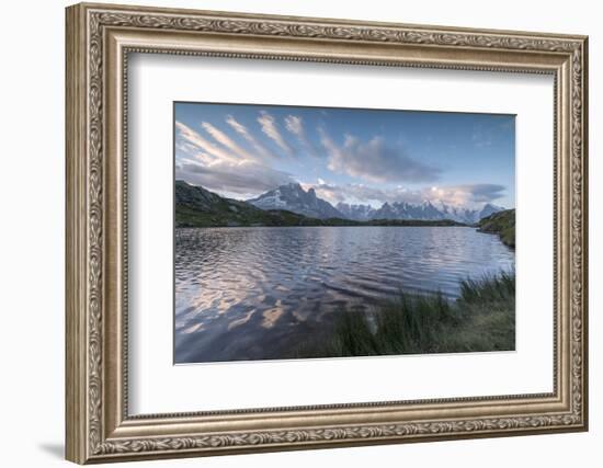 Sunrise on Mont Blanc massif seen from Lacs De Cheserys, Chamonix, Haute Savoie, French Alps, Franc-Roberto Moiola-Framed Photographic Print