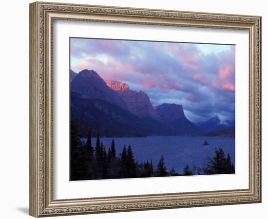 Sunrise on Peaks in Glacier National Park, Montana, USA-Steve Kazlowski-Framed Photographic Print