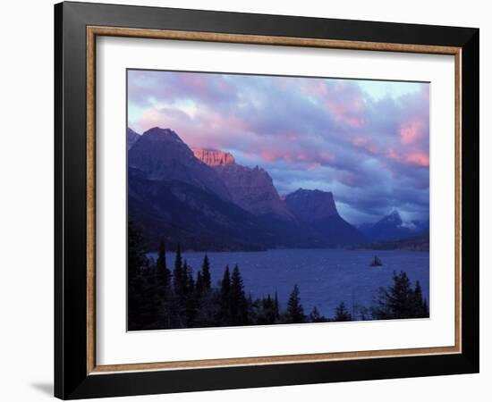 Sunrise on Peaks in Glacier National Park, Montana, USA-Steve Kazlowski-Framed Photographic Print