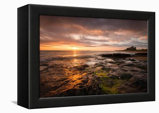 Sunrise on the Beach at Bamburgh, Northumberland UK-Tracey Whitefoot-Framed Premier Image Canvas