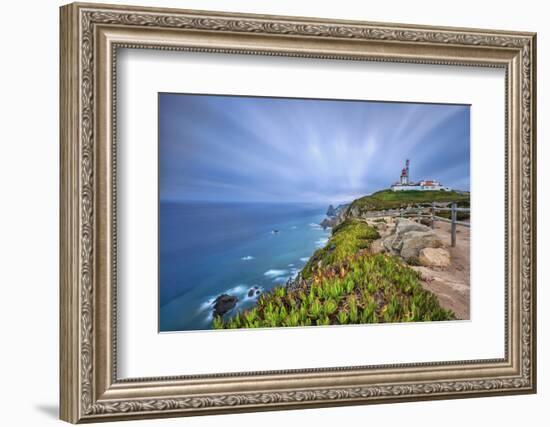 Sunrise on the Cape and Lighthouse of Cabo Da Roca Overlooking the Atlantic Ocean, Sintra, Portugal-Roberto Moiola-Framed Photographic Print