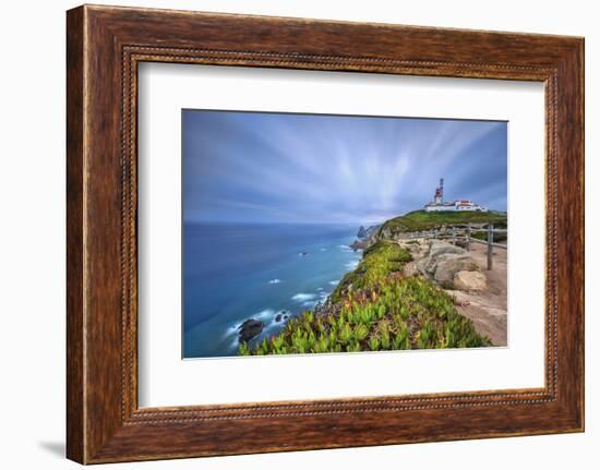 Sunrise on the Cape and Lighthouse of Cabo Da Roca Overlooking the Atlantic Ocean, Sintra, Portugal-Roberto Moiola-Framed Photographic Print