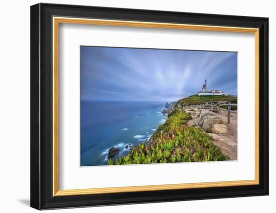 Sunrise on the Cape and Lighthouse of Cabo Da Roca Overlooking the Atlantic Ocean, Sintra, Portugal-Roberto Moiola-Framed Photographic Print