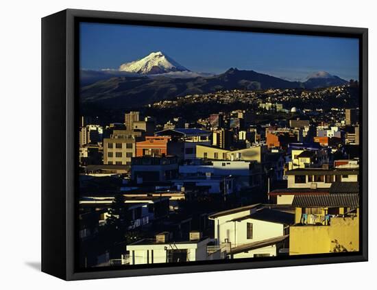 Sunrise on the City and Cotapaxi Volcano, Quito, Ecuador-Paul Harris-Framed Premier Image Canvas