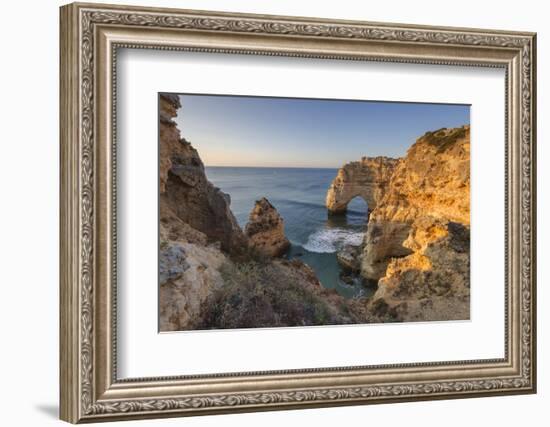 Sunrise on the Cliffs and Turquoise Water of the Ocean, Praia Da Marinha, Caramujeira-Roberto Moiola-Framed Photographic Print