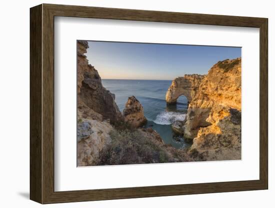 Sunrise on the Cliffs and Turquoise Water of the Ocean, Praia Da Marinha, Caramujeira-Roberto Moiola-Framed Photographic Print