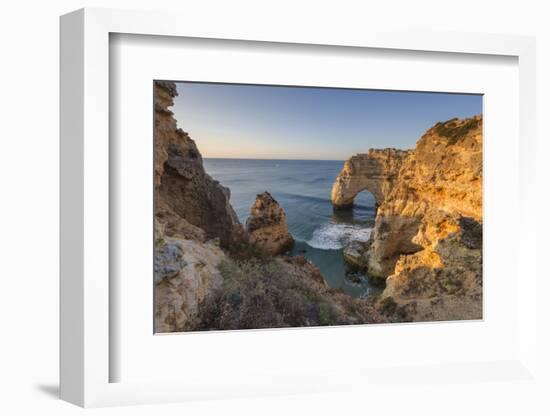 Sunrise on the Cliffs and Turquoise Water of the Ocean, Praia Da Marinha, Caramujeira-Roberto Moiola-Framed Photographic Print