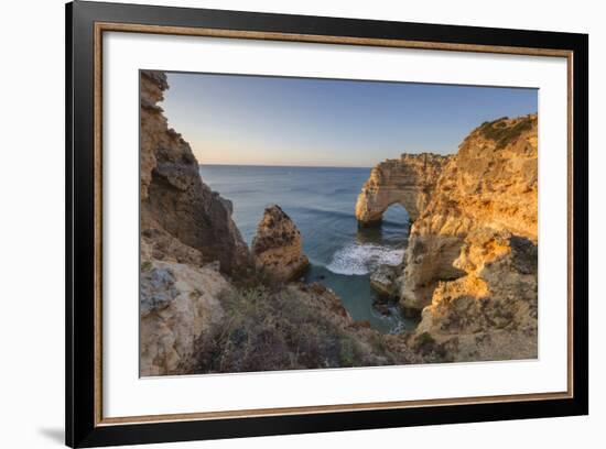 Sunrise on the Cliffs and Turquoise Water of the Ocean, Praia Da Marinha, Caramujeira-Roberto Moiola-Framed Photographic Print