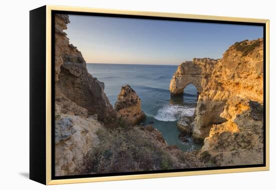 Sunrise on the Cliffs and Turquoise Water of the Ocean, Praia Da Marinha, Caramujeira-Roberto Moiola-Framed Premier Image Canvas