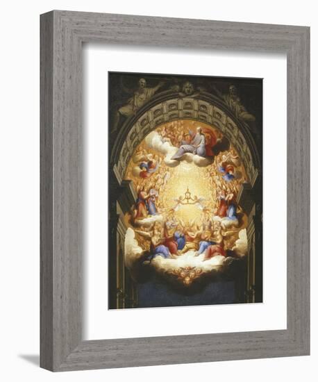 Sunrise on the New Testament, the Eucharist in a Monstrance Carried by Two Angels-Italian School-Framed Giclee Print