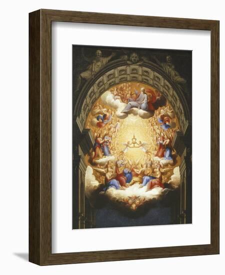 Sunrise on the New Testament, the Eucharist in a Monstrance Carried by Two Angels-Italian School-Framed Giclee Print