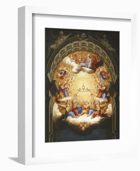 Sunrise on the New Testament, the Eucharist in a Monstrance Carried by Two Angels-Italian School-Framed Giclee Print