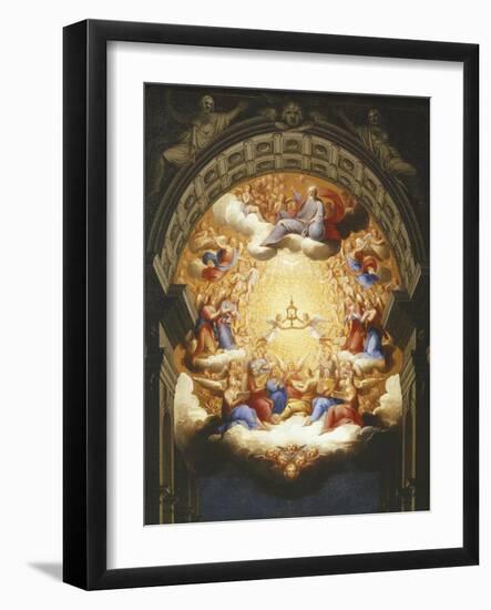 Sunrise on the New Testament, the Eucharist in a Monstrance Carried by Two Angels-Italian School-Framed Giclee Print