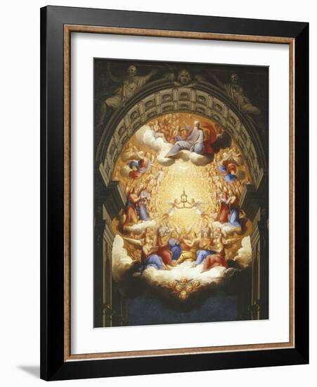 Sunrise on the New Testament, the Eucharist in a Monstrance Carried by Two Angels-Italian School-Framed Giclee Print